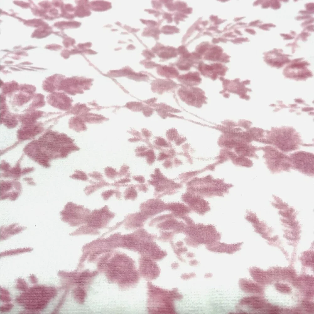 4pc Laura Ashley Pink Toile Floral Velour Bath Hand Towel Set Flowers NEW